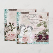 Invitation Baby shower jumeau Prince et Princesse (Devant / Derrière)