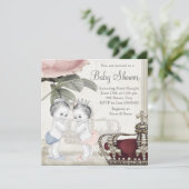 Invitation Baby shower jumeau Prince et Princesse (Debout devant)