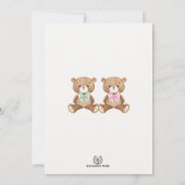 Invitation Baby shower jumeau rose vert Teddy Bear (Dos)