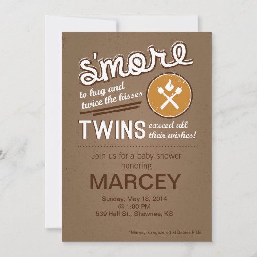 Invitation Baby shower jumeau S'more (Devant)