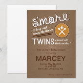 Invitation Baby shower jumeau S'more (Devant / Derrière)