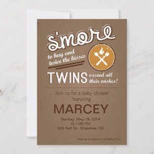 Invitation Baby shower jumeau S'more
