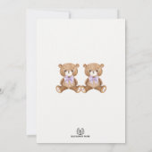 Invitation Baby shower jumeau violet or Teddy Bear Balloon (Dos)