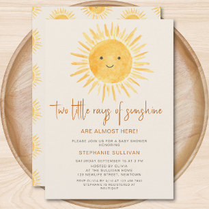 Invitation Baby shower Jumeaux à thème solaire