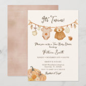 Invitation Baby shower Jumeaux Citrouille Clothsline (Devant / Derrière)