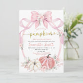 Invitation Baby shower Jumeaux Citrouilles Blush Pink (Debout devant)