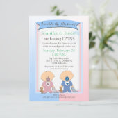 Invitation Baby shower jumeaux Couvertures bleu et rose (Jen) (Debout devant)