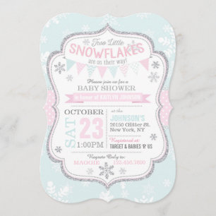 Invitation Baby shower jumeaux de Parties scintillant de Snow