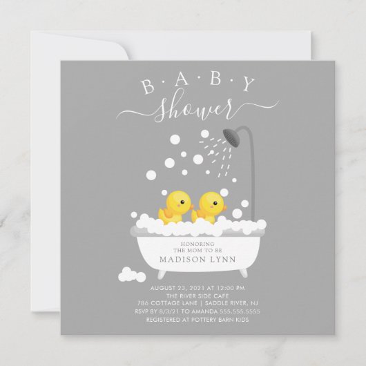 Invitation Baby shower jumeaux en caoutchouc (Devant)