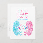 Invitation Baby shower jumeaux garçon et fille (Devant / Derrière)