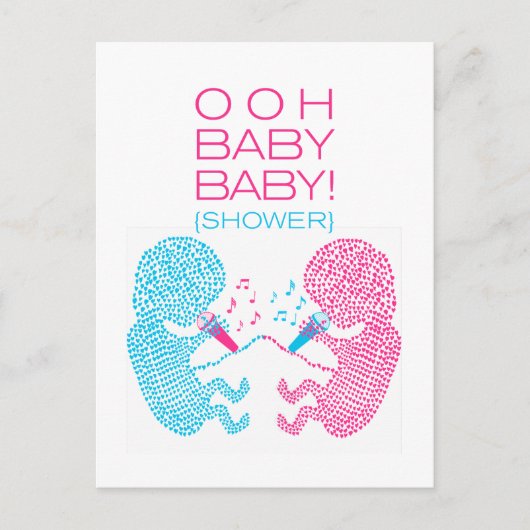 Invitation Baby shower jumeaux garçon et fille (Devant)