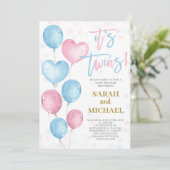 Invitation Baby shower jumeaux garçon et fille (Debout devant)