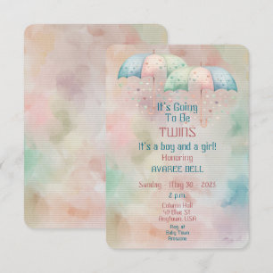 Invitation Baby shower jumeaux garçon et fille