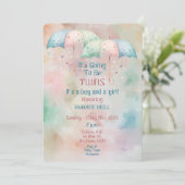 Invitation Baby shower jumeaux garçon et fille (Debout devant)