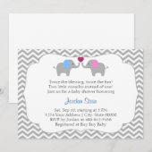 Invitation Baby shower jumeaux garçon et fille (Devant / Derrière)