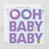 Invitation Baby shower jumeaux garçon & fille (Devant / Derrière)