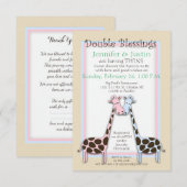 Invitation Baby shower jumeaux (Jen) (Devant / Derrière)