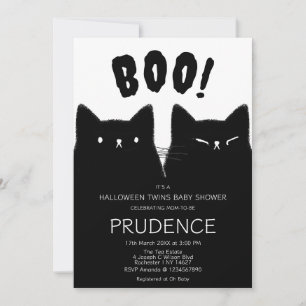Invitation Baby shower jumeaux Little Boo Halloween