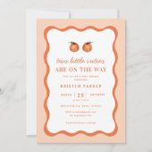 Invitation Baby shower jumeaux Little Cutie Tangerine (Devant)