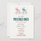 Invitation Baby shower jumeaux mini mou (Devant)