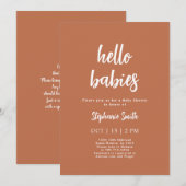 Invitation Baby shower jumeaux minimaliste (Devant / Derrière)