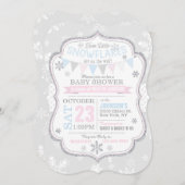 Invitation Baby shower jumeaux Silver Parties scintillant Sno (Devant / Derrière)