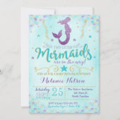 Invitation Baby shower jumelle Mermaid (Devant)