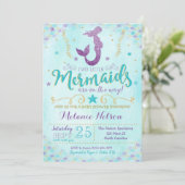 Invitation Baby shower jumelle Mermaid (Debout devant)