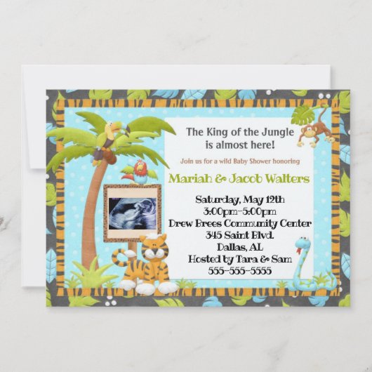 Invitation Baby shower Jungle (Devant)