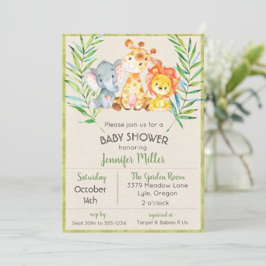 Invitation Baby shower Jungle (Debout devant)