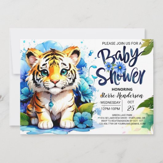 Invitation Baby shower Jungle Adventure Tiger (Devant)
