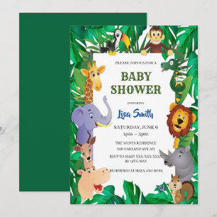 Invitation Baby Shower Jungle Animaux Sauvages Safari