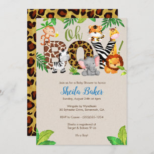 Invitation Baby shower Jungle - Baby shower garçon