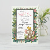 Invitation Baby shower Jungle Floral Frame Elephant (Debout devant)