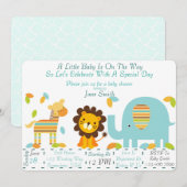 Invitation Baby Shower Jungle (Garçon) (Devant / Derrière)
