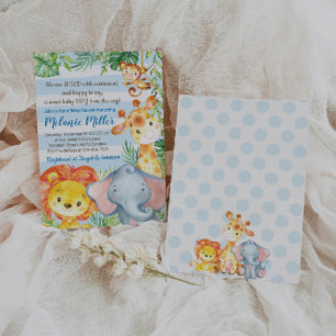 Invitation Baby shower Jungle, Garçon éléphant béb