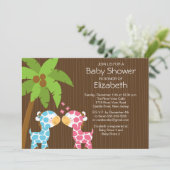 Invitation Baby shower Jungle Giraffe Twins (Debout devant)