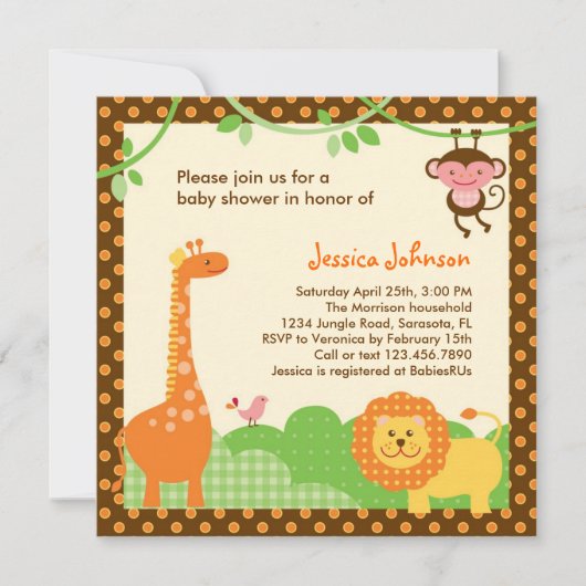 Invitation Baby shower Jungle Safari (Devant)