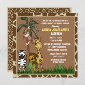 Invitation Baby shower Jungle Safari (Devant / Derrière)