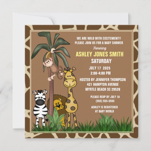 Invitation Baby shower Jungle Safari (Devant)