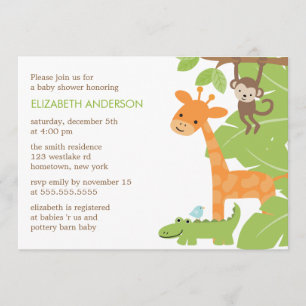 Invitation Baby shower Jungle Safari Animaux
