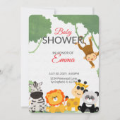 Invitation Baby shower Jungle Safari Animaux (Devant)