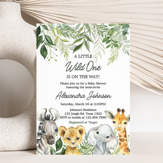 Invitation Baby shower Jungle Safari Animaux