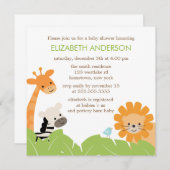 Invitation Baby shower Jungle Safari Animaux (Devant / Derrière)