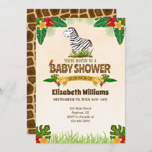 Invitation Baby shower Jungle Zebra