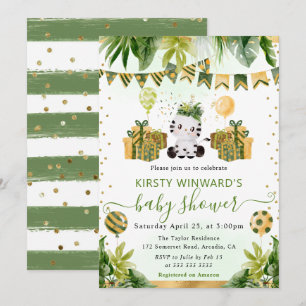 Invitation Baby-Shower Jungle Zèbre Aquarelle
