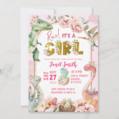 Invitation Baby shower Jurassique Rose Dinosaur (Devant)
