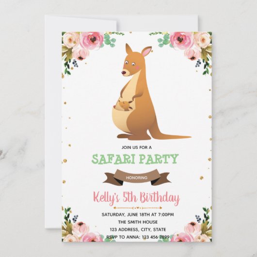 Invitation baby shower Kangaroo (Devant)