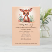 Invitation Baby shower Kangaroo Rouge Mignonne Aller À Joie (Debout devant)