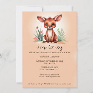 Invitation Baby shower Kangaroo Rouge Mignonne Aller À Joie